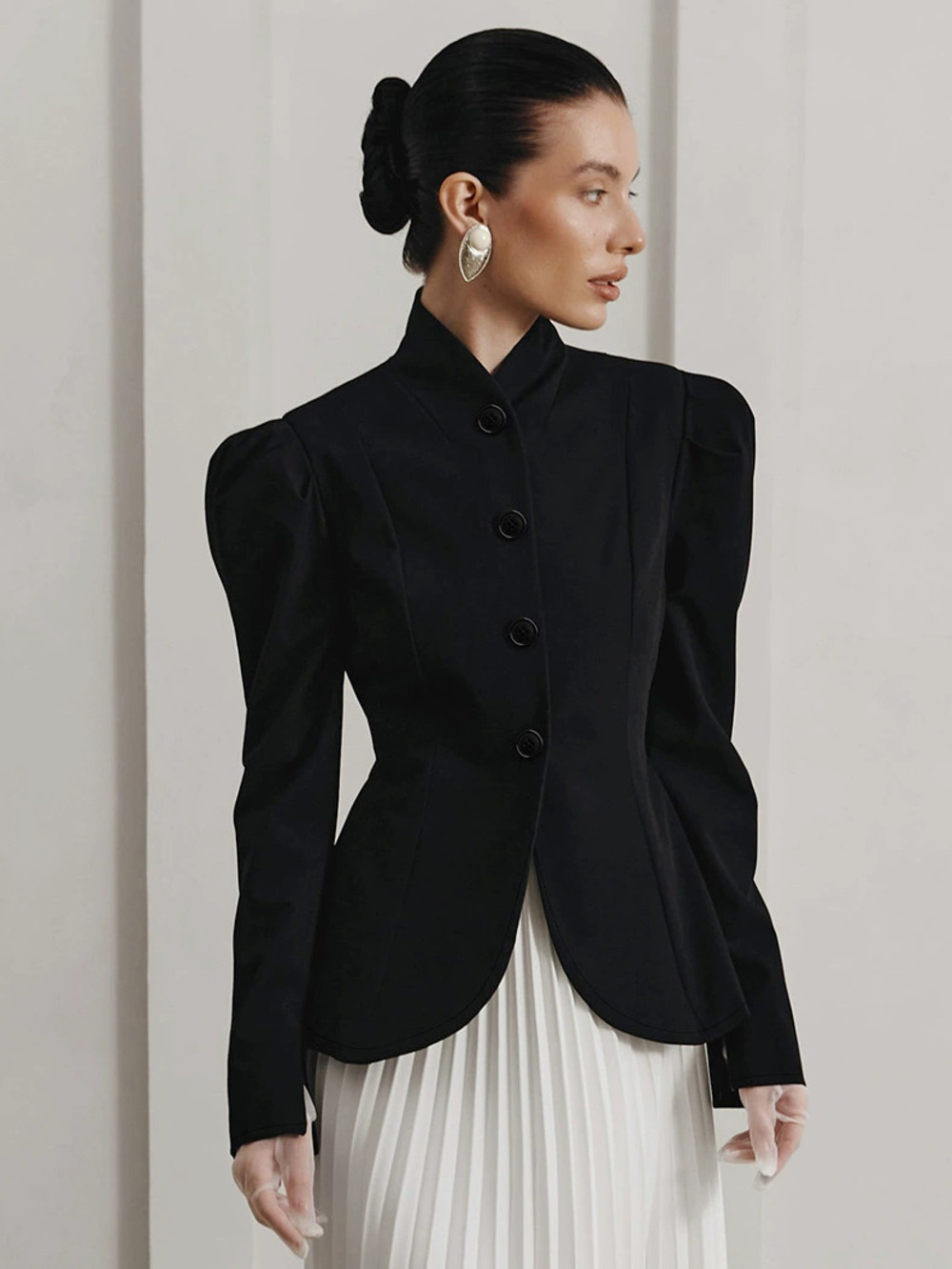 ZARA Womens Fall Winter Elegant Bubble Sleeve Chanel Jacket